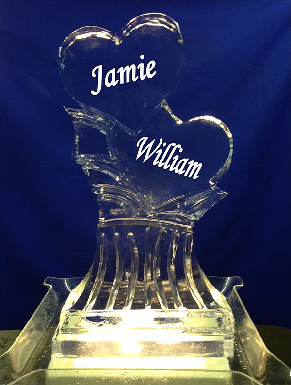Two Hearts on Pedestal with Engraved Names